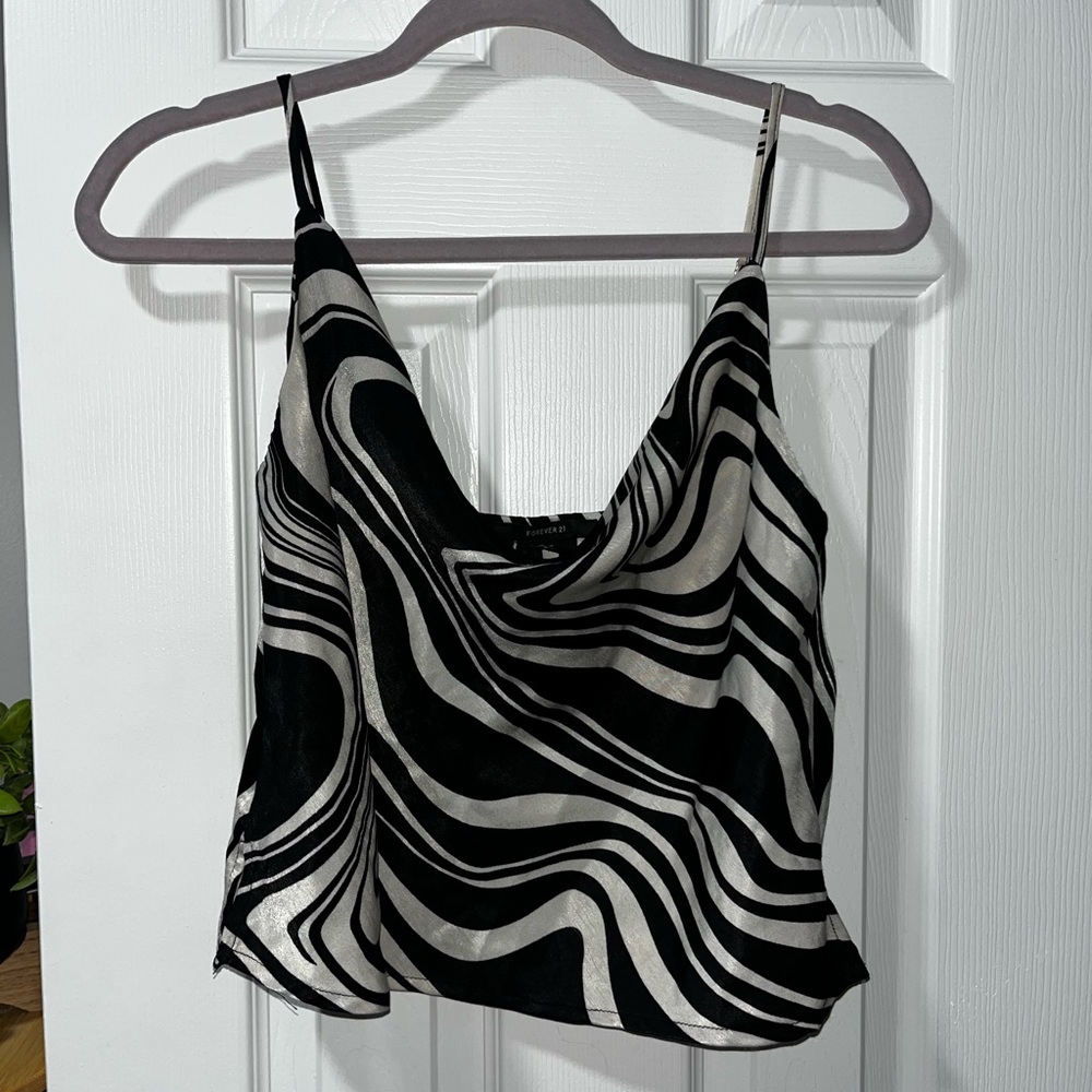Forever 21 Black and White Crop Camisole